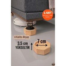 idekor Robot Süpürge İçin Doğal Ahşap Koltuk Baza Yükseltici 3,5 cm Yükseltir | Oyuklu Takoz (1 Adet) - Secenek: Çap, Renk: Ahşap - Bej