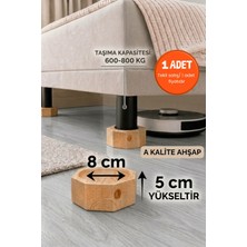 idekor Robot Süpürge İçin Ahşap Baza ve Koltuk Yükseltici – 5 cm Yükseltir – 8 cm İç Çap – Oyuklu Takoz, 1 Adet