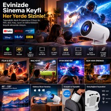 Özel Akıllı Projeksiyon Cihazı 4K Destekli Android 11 Wifi Kablosuz Taşınabilir Mini Projektör 130 Inç 720P Hd Ev Sinema Sistemi