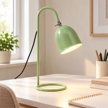 Homing Retro Basic Nil Yeşili Metal Gövdeli ve Başlıklı Masa Lambası Abajur