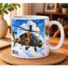 Patili Baskı Türk Hava Aracı Serisi THAPB0002 - Atak T-129 Tasarımlı 330 ml Porselen Kupa Bardak