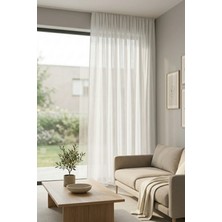 Luvora Home Solen Pilesiz Keten Tül Perde - Beyaz