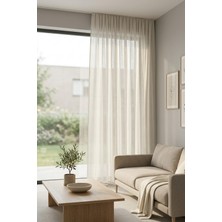 Luvora Home Solen Pilesiz Keten Tül Perde - Ekru