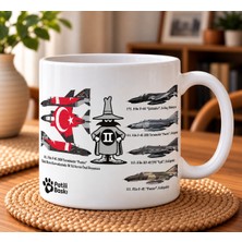 Patili Baskı Türk Hava Aracı Serisi THAPB0003 - F-4e Karma Tasarımlı 330 ml Porselen Kupa Bardak