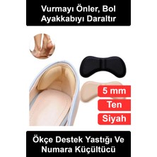 Wonara Ayakkabı Topuk Vurma Önleyici Daraltma Padi 5mm Kendinden Yapışkanlı Arka Koruyucu Ped Bol Gelen Modeller Için Sürtünme Engelleyici Yumuşak Esnek Konforlu Bant Babet Kundura Uyumlu Ten Siyah