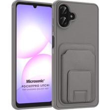 Microsonic Samsung Galaxy A08 ile Uyumlu Kılıf Pocketpro Litchi Gri