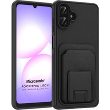 Microsonic Samsung Galaxy A08 ile Uyumlu Kılıf Pocketpro Litchi Siyah