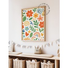 Des Vu Print Çiçek Temalı Poster, Çerçevesiz Çocuk Odası Posteri