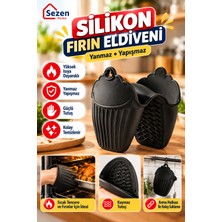 Sezen Home 2 Adet Silikon Fırın Eldiveni Kaymaz Mikrodalga Fırın Tencere Tepsi Tutmaç Seti - Karışık Renklerde