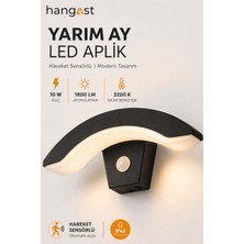 Hangast Sensörlü Yarım Ay LED Duvar Apliği 24W 1800 Lümen 3200K Sıcak Beyaz IP44 Hareket Sensörlü Aydınlatma