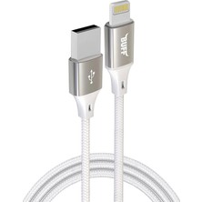 Buff BL71 USB Lightning 2.4A 1.2M Data ve Şarj Kablosu Beyaz Siyah