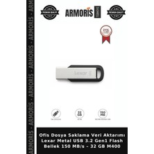 Armoris Ofis Dosya Saklama Veri Aktarımı Lexar Metal USB 3.2 Gen1 Flash Bellek 150 Mb/s – 32 GB M400