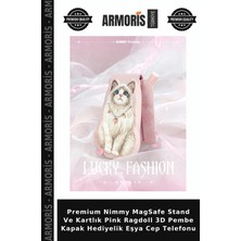Armoris Premium Nimmy Magsafe Stand ve Kartlık Pink Ragdoll 3D Pembe Kapak Hediyelik Eşya Cep Telefonu
