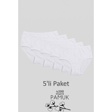 Qulothes 5 Li Paket Pamuklu Yüksek Bel Hava Alan Raporlu Kumaş Kadın Külot