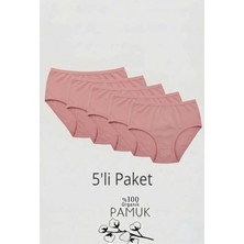 Qulothes 5 Li Paket Pamuklu Yüksek Bel Hava Alan Raporlu Kumaş Kadın Külot