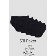 Qulothes 5 Li Paket Pamuklu Yüksek Bel Hava Alan Raporlu Kumaş Kadın Külot