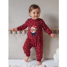 Civil Baby Şapkalı Ayıcık Baskılı | 2.5 Tog Uyku Tulumu| Pamuklu Interlok | Uzun Kollu Bisiklet Yaka - Bordo