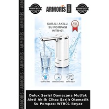 Armoris Delux Serisi Damacana Mutfak Aleti Akıllı Cihaz Şarjlı Otomatik Su Pompası WTR01 Beyaz