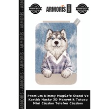 Armoris Premium Nimmy Magsafe Stand ve Kartlık Hasky 3D Manyetik Tutucu Mini Cüzdan Telefon Cüzdanı
