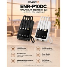 eNerRX Enerx ENR-P10DC 10.000 mAh 2A Dahili Kablolu Powerbank Siyah