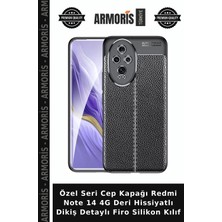 Armoris Özel Seri Cep Kapağı Redmi Note 14 4g Deri Hissiyatlı Dikiş Detaylı Firo Silikon Kılıf