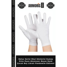 Armoris Delux Serisi Okul Gösterisi Kumaş Ürün Oyun Aksesuarı Beyaz Renk Çocuk Boy Likralı Pandomim Eldiveni