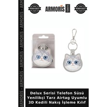 Armoris Delux Serisi Telefon Süsü Yenilikçi Tarz Airtag Uyumlu 3D Kedili Nakış Işleme Kılıf