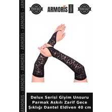 Armoris Delux Serisi Giyim Unsuru Parmak Askılı Zarif Gece Şıklığı Dantel Eldiven 40 cm