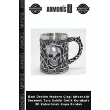 Armoris Özel Üretim Modern Çizgi Alternatif Seçenek Tarz Sahibi Gotik Kurukafa 3D Kabartmalı Kupa Bardak