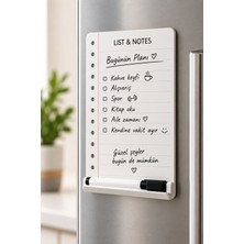 iselahome Mıknatıslı Pleksi Buzdolabı Alışveriş Listesi Yazı Panosu-Magnetli Kalemli Yazılıp Silinebilir Tahta-Not Listesi Panosu