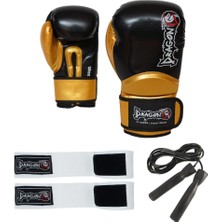 Dragondo Carbon Boks Eldiveni Elastik Boks Bandajı ve Atlama Ipi Kick Boks Set