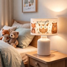 Homing Baykuşlu Kumaş Baskılı Çocuk Odası Abajur