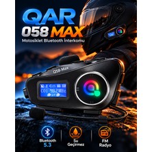 Q58-MAX Motosiklet Kask Bluetooth Kulaklık Interkomlu LCD Ekranlı Su Geçirmez Gürültü Önleyici Kablosuz Kask Içi Kulaklık