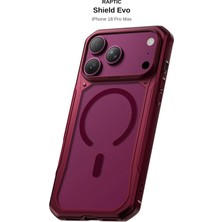 iPhone 18 Pro Max Uyumlu Kılıf M-Safe Şarj Özellikli Raptic Shield Evo Serisi Airbagli Kapak Bordo