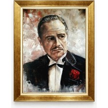 Giyense Tablo The Godfather Vito Corleone Portresi Gold Çerçeveli Yağlı Boya Efektli Tablo