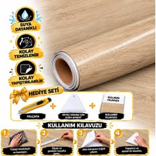 Niks Home Kendinden Yapışkanlı Krem Mermer Desenli Mutfak Banyo Tezgah Duvar ve Masa Kaplama.