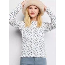 Mango Kids Çiçek Desenli Ribana Tişört