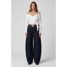 Denim Trip Barrel Fit Koyu Indigo Kadın Jean Pantolon