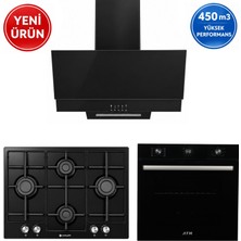 Eminçelik & Afm Marka A28 Turbo Siyah Ankastre Set ( Cam Fırın+Emaye Ocak 73 222+DAVLUMBAZ)
