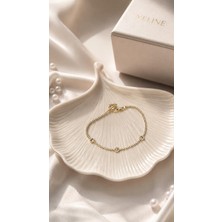Yeline Aksesuar Zirkon Taşlı Gold Minimal Bileklik