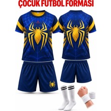 Taha spor Sarı Lacivert Örümcek Adam Çocuk Futbol Forma Takımı  Dijital Baskı 4 Parça Forma+Şort+Çorap+Bileklik