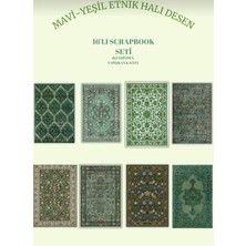 Miray Craft Mavi-Yeşil Etnik Halı Desenli Otantik 16'lı Scrapbooking İçin Kağıt Seti A5(Arapça Sabır Şükür Dua Sticker Hediyeli)