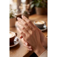 Clariss Pirinç Gold Renk Spiral Topçuklu Model Kadın Yüzük