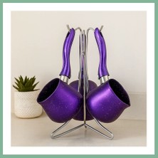 Bşk Virgo Granit Çelik Cezve Seti 4'lü (230/280/380 Ml) Metal Standlı BSK2026