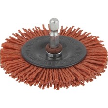 Wolfcraft Naylon Tel Tekerlek Fırça, Sert (Kırmızı) Ø100MM - Altıgen Şaft
