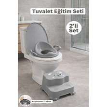Ravéon Bebek Banyo Aksesuarı Basamaklı Çocuk Taburesi ve Kulplu Klozet Adaptörü 2'li Tuvalet Eğitim Seti