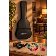 Midex GK-40K Klasik Gitar Çantası Kaliteli Siyah Kılıf (Duvar Askısı Standı + 12 Pena)