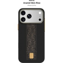 iPhone 18 Pro Kılıf M-Safeli Raptic Aramid Skin Rise Serisi 24 Ayar Altın Kaplamalı Karbon Siyah