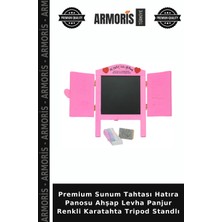Armoris Premium Sunum Tahtası Hatıra Panosu Ahşap Levha Panjur Renkli Karatahta Tripod Standlı