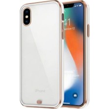 Desingshop Şeffaf Koruyucu Kılıf iPhone x Için, Altın-Beyaz Çerçeveli, Ultra Ince Tasarım